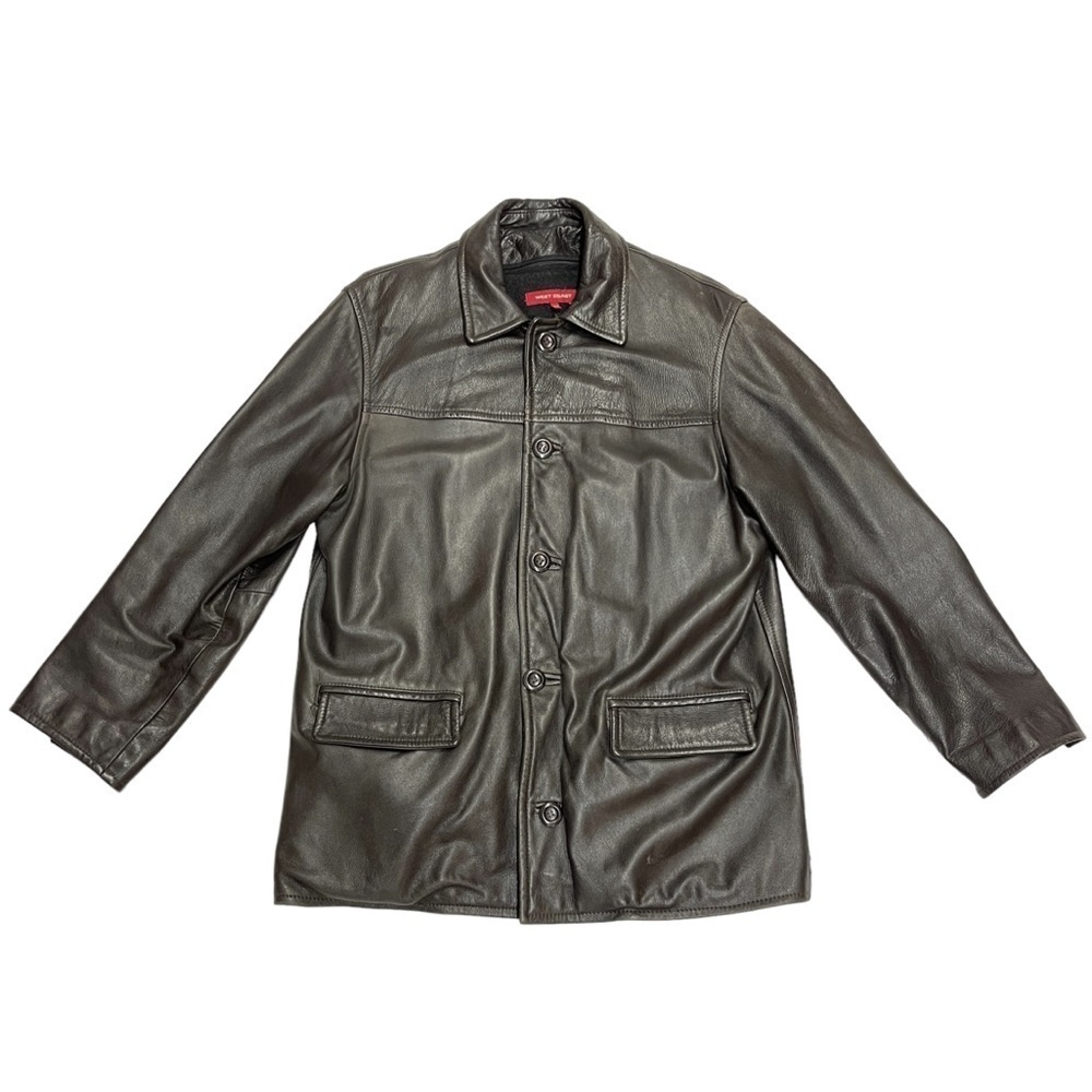 West Coast oversized leather jacket dark brown size M work cottage